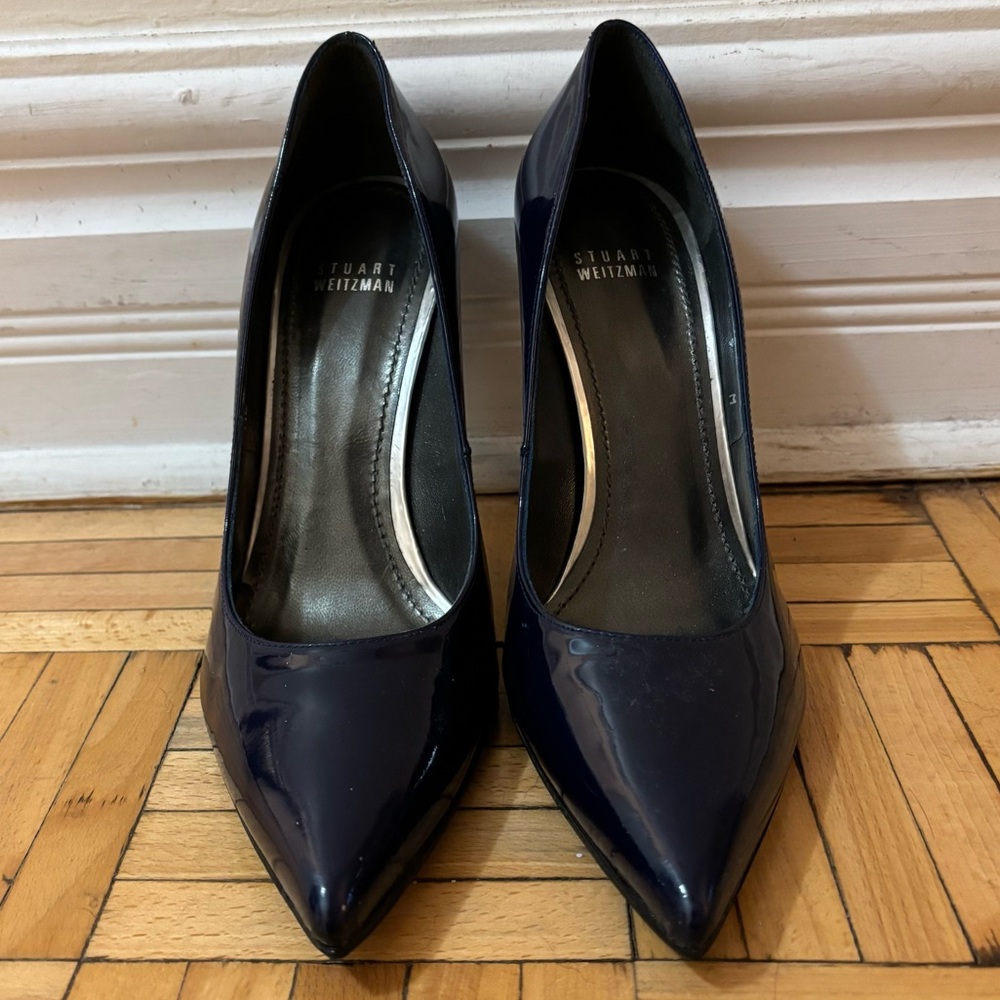 Stuart Weitzman Navy Patent Leather Pumps 9